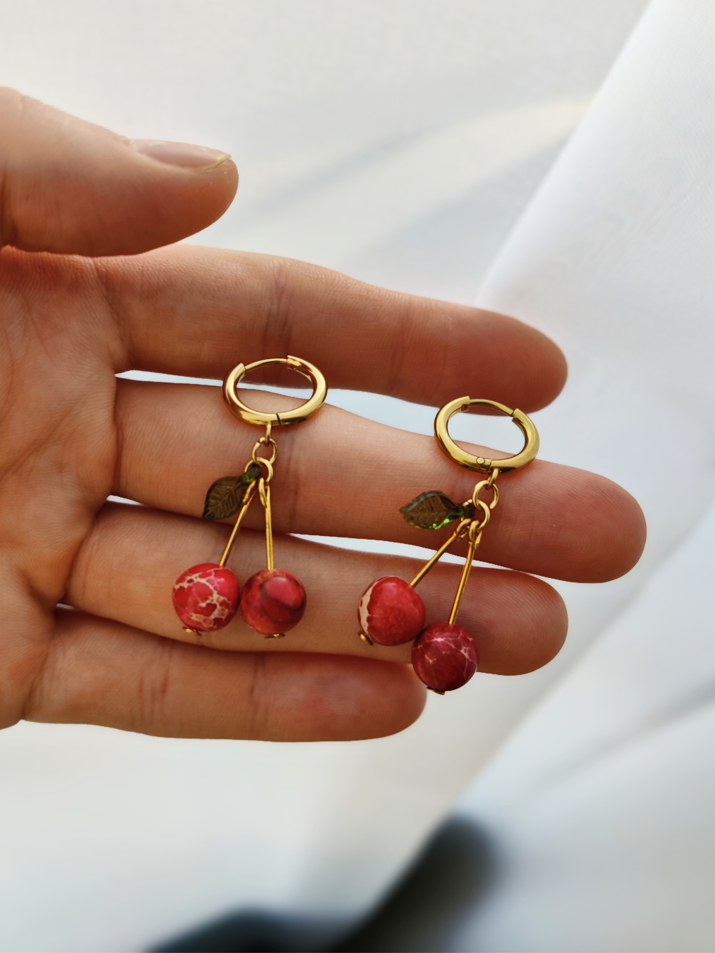 Earrings with jasper "Cherry Blossoms"