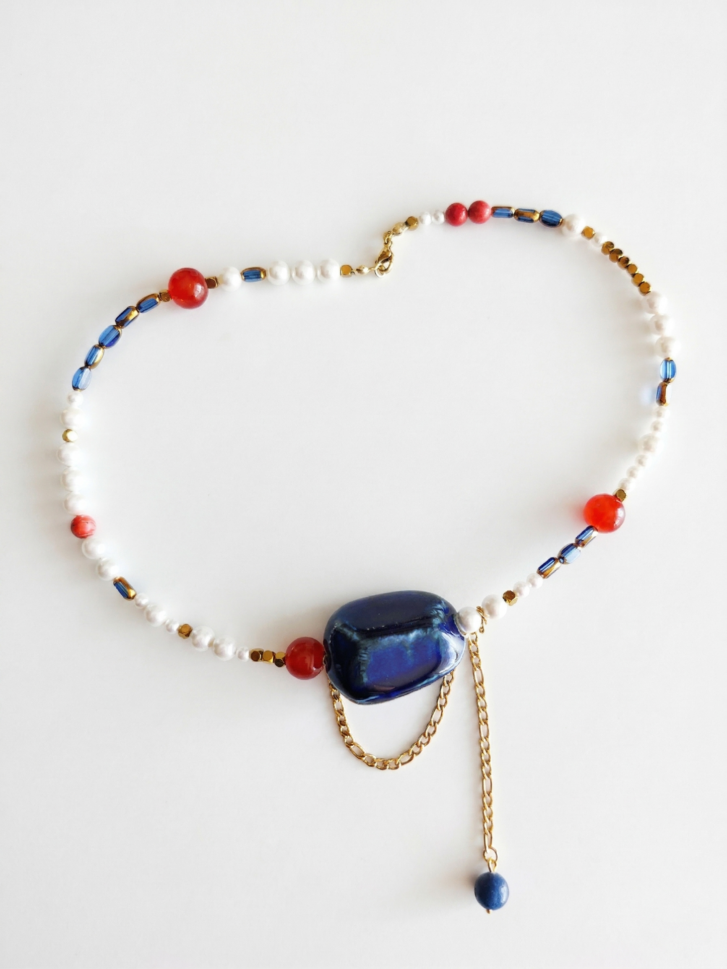 Glass bead necklace "Raspberries"