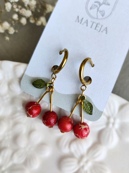 Earrings with jasper "Cherry Blossoms" 
