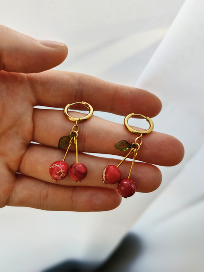Earrings with jasper "Cherry Blossoms" 