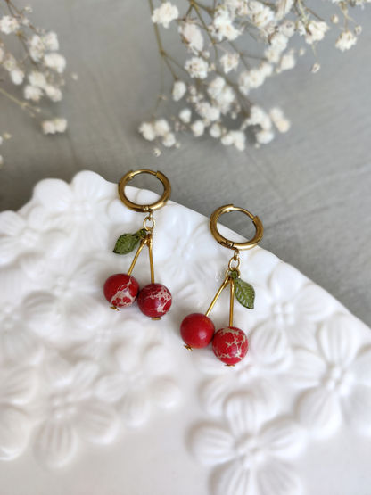 Earrings with jasper "Cherry Blossoms" 