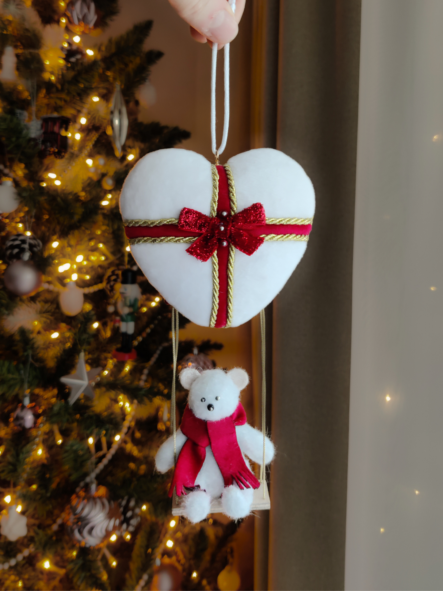 Handmade Christmas tree toy "Bear on a bun"