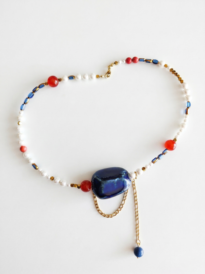 Glass bead necklace "Raspberries"