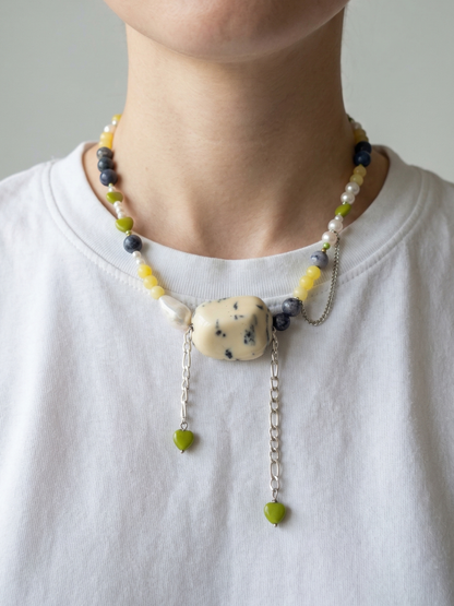 Glass bead necklace "Raspberries"