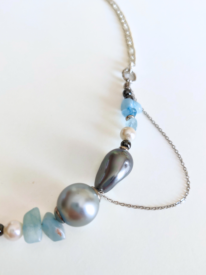 Glass bead necklace "Raspberries"