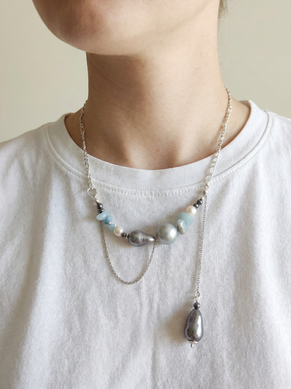 Glass bead necklace "Raspberries"