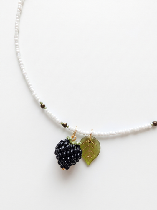 Glass bead necklace "Raspberries"