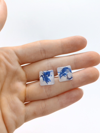 Rankų darbo auskarai "Mėlyna" - Auskarai, naujiena, papuošalai