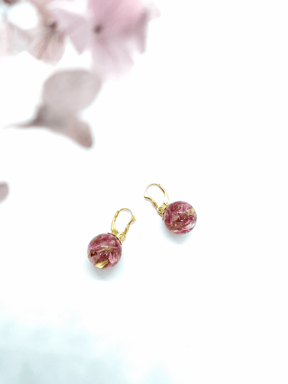 Paauksuoti rankų darbo auskarai "Dobiliukai" - Auskarai, lietuviška prekė, naujiena, papuošalai, sidabriniai