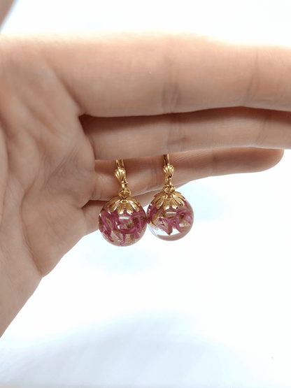 Paauksuoti rankų darbo auskarai "Dobiliukai" - Auskarai, lietuviška prekė, naujiena, papuošalai, sidabriniai