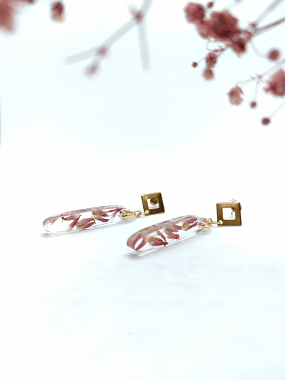 Rankų darbo auskarai "Rausva" - Auskarai, lietuviška prekė, naujiena, papuošalai