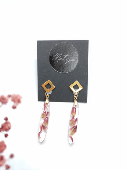 Rankų darbo auskarai "Rausva" - Auskarai, lietuviška prekė, naujiena, papuošalai